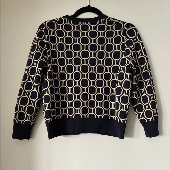 Ann Taylor navy blue and Cream Geometric Cardigan in size medium - Picture 2 of 6